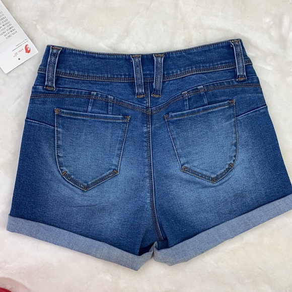 Jean distressed blue stretch shorts - Picture 2 of 14